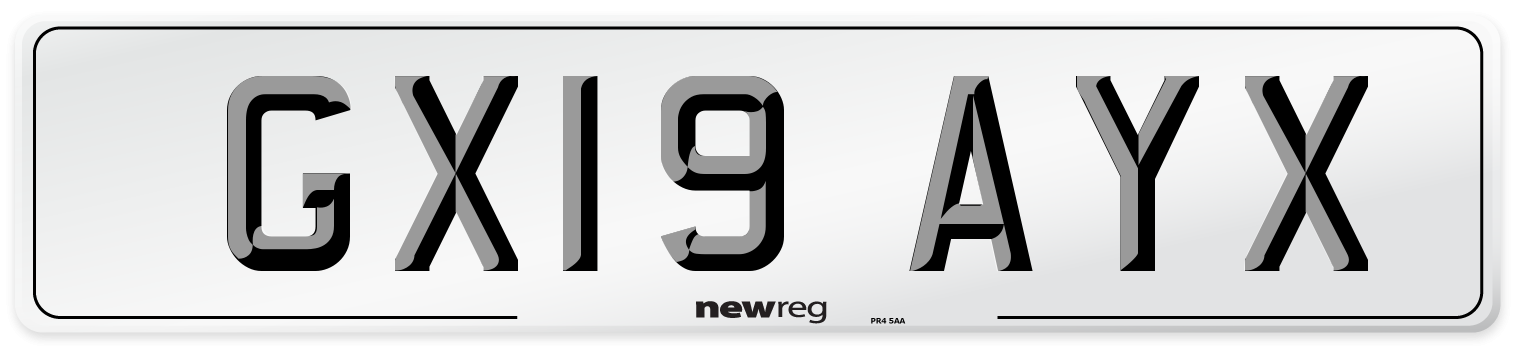 GX19 AYX Number Plate from New Reg